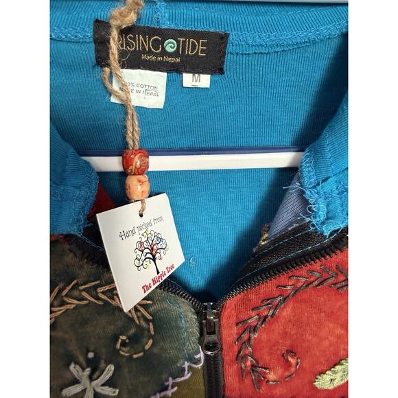 Rising Tide Womens M Colorful Patchwork Boho Hippie Full Zip Hooded Jacket NEW - Picture 3 of 7